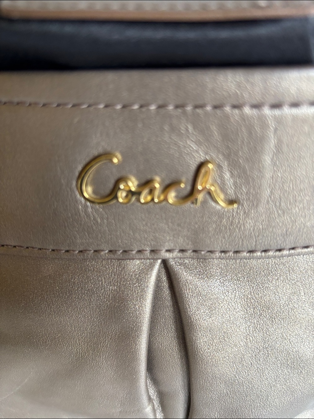 Coach Ashley Hippie Leather Bag, Bronze Leather Gold Hardware F17605 Good Shape - Picture 5 of 10